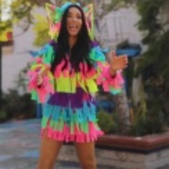 Tipsy Elves Wm's Pinata Dress with Hood Full Zip Pockets Halloween Costume SZ M - Picture 7 of 9